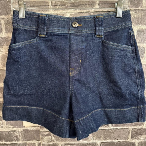 SPANX Denim Shorts Dark Wash Stretchy Pull‎ On pockets - Picture 3 of 10